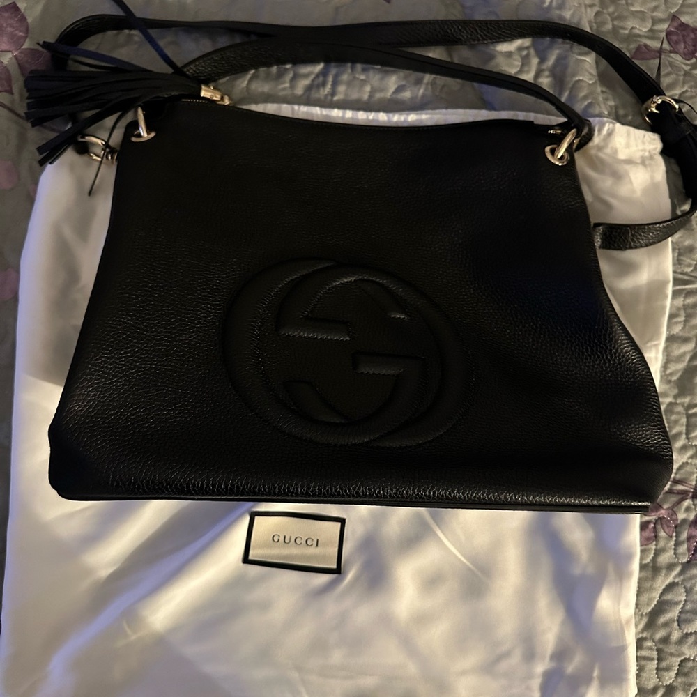 ✨Gucci Marmont Bag Messenger Hobo Soho New Satchel Gg Black Leather Tote✨ - Picture 2 of 5